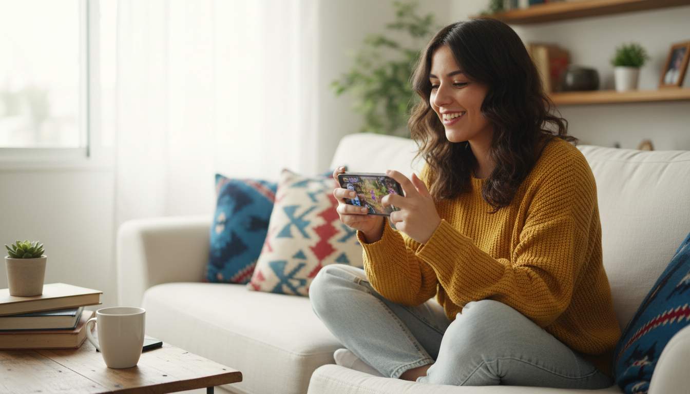 Mujer disfrutando de juegos de casino