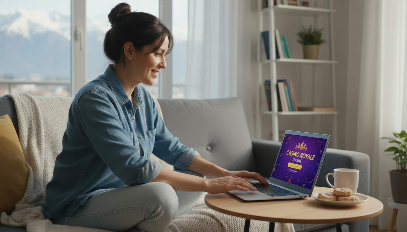 Mujer chilena usando un ordenador portátil en un ambiente seguro